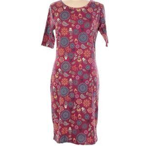 LulaRoe Julia Dress Women's XXS Red Floral Knee Length Sheath Bodycon